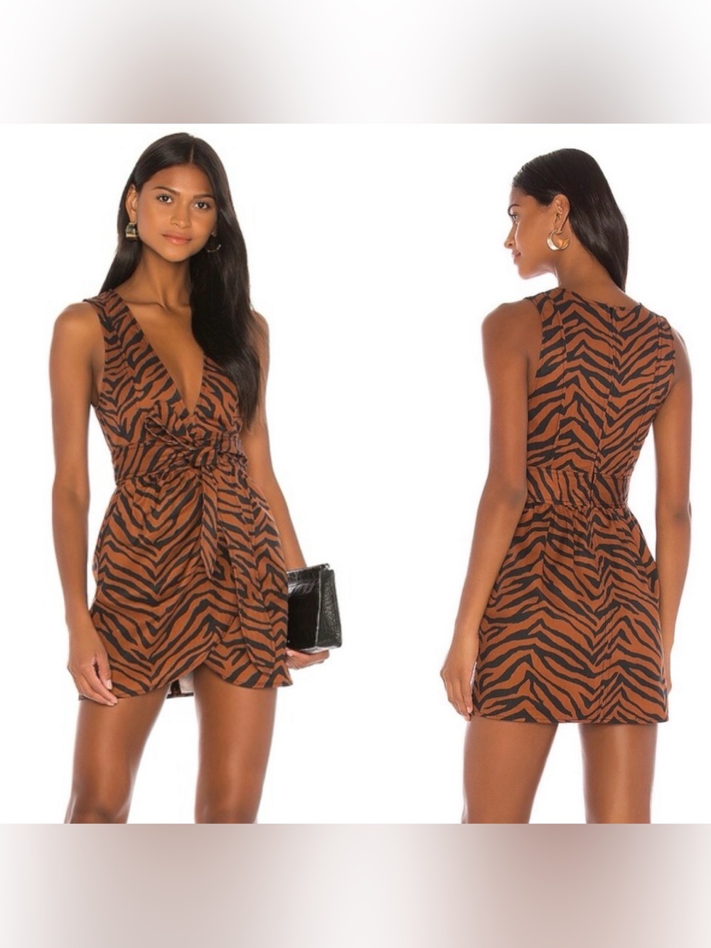 MARISSA WEBBJones Heavy Canvas Print Dress In Animal Print, Black, Brown XS